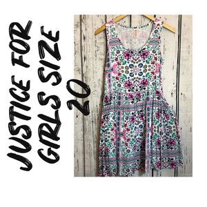 Justice for girls flower boho flowy summer dress, size 20